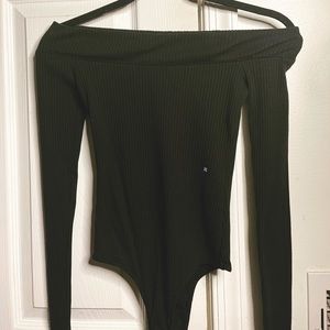 Black off the shoulder bodysuit